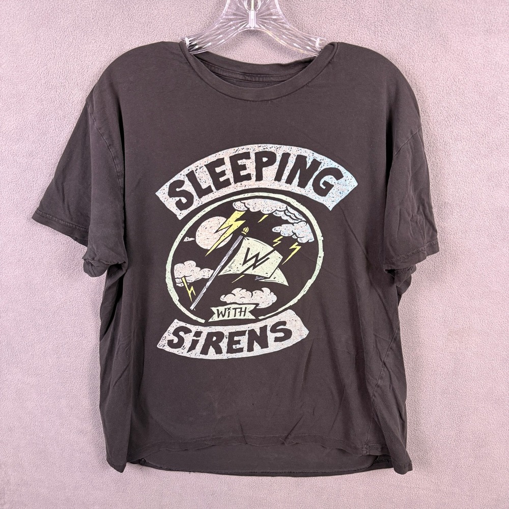 VTG Sleeping With Sirens Graphic T-Shirt Mens L Black Band Tee Concert Music
